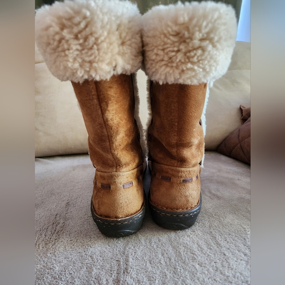 UGG Womens Size 9 Elijo Chestnut Suede Shearling Pull On Cuffed Boots - Picture 5 of 10